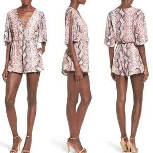 Lovers + Friends Blush Snake Print Romper